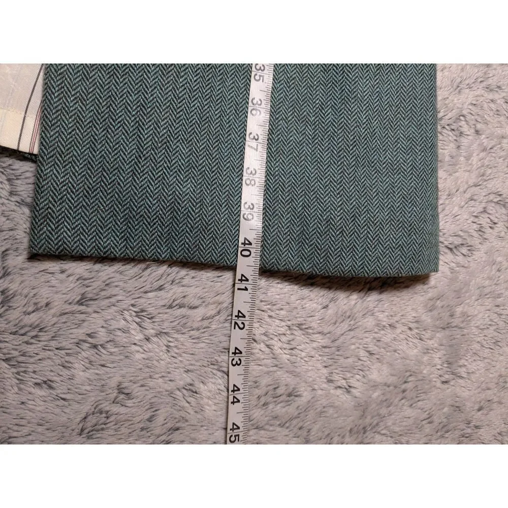 Erica Tanov Wool Peacoat Blue Long Size 1 Small Pockets Buttons Chevron